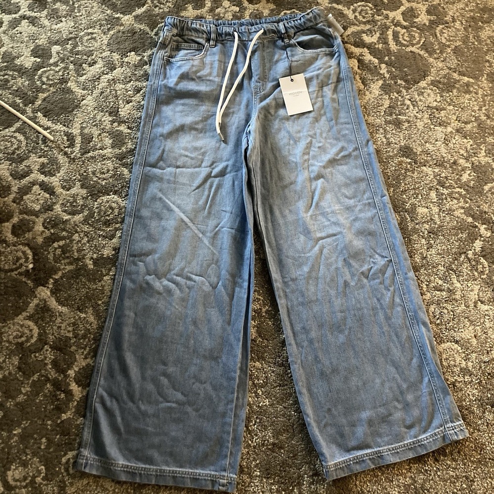 Hidden Nori Extra Wide Leg Jeans Women 28 Blue High Rise Drawstring NWT Oversize